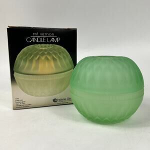 Vintage Indiana Glass Mt. Vernon Candle Lamp Frosted Pale Mint Green with Box